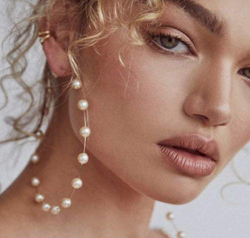 Big White Pearl Hoop Earrings Dangle Drop for Women Earrings Gold Hoop Earrings