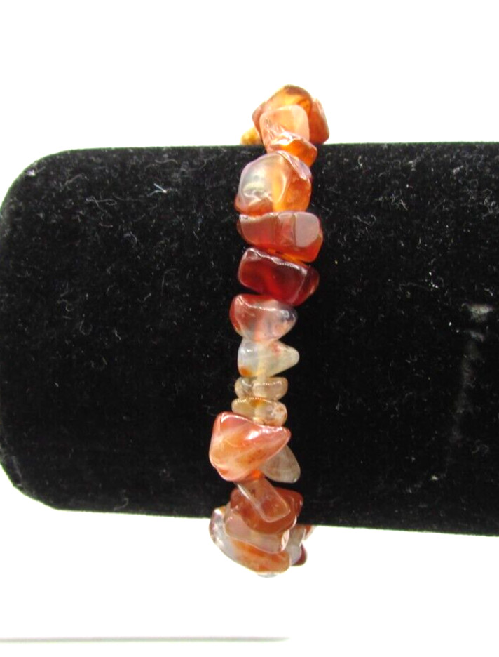 CRUSHED 3-10mm RED AGATE CHIP 26″ NECKLACE w MATCHING STRETCH BRACELET NWOT JB19