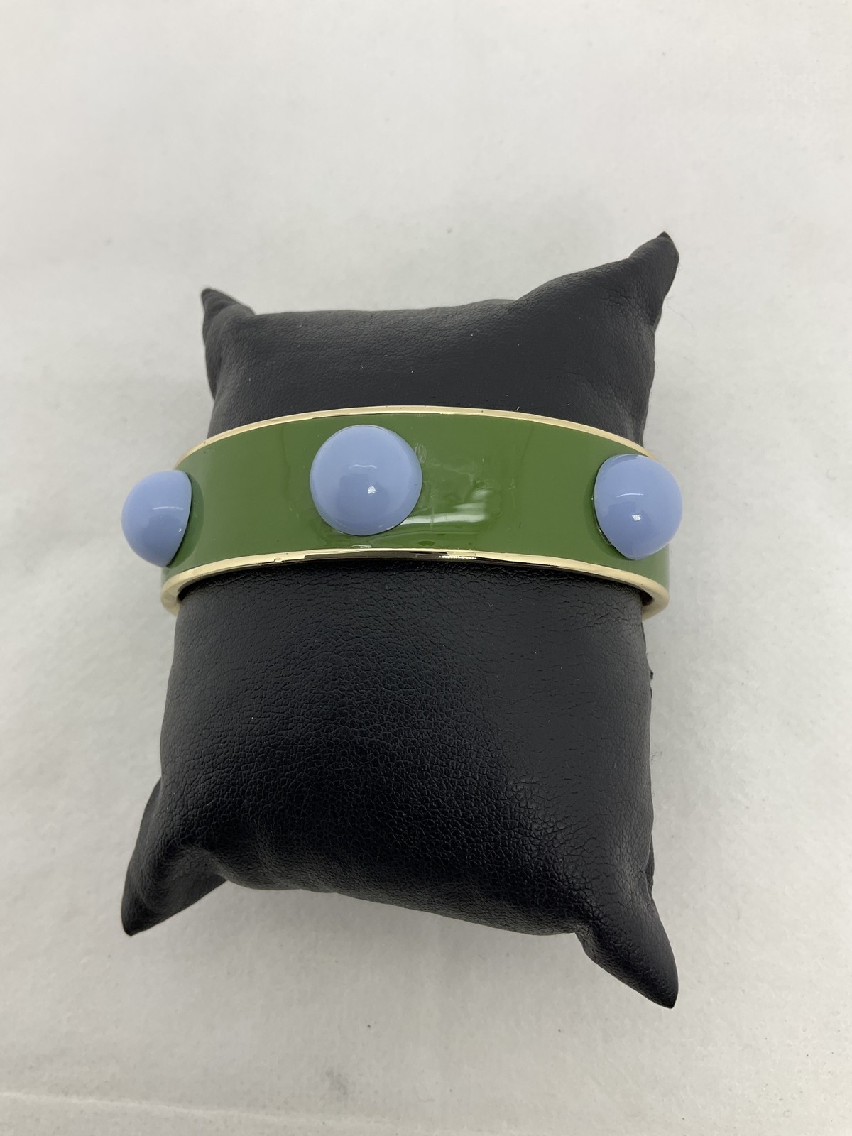 Tory Burch Green Enamel Blue Dome Studs Cuff Bracelet