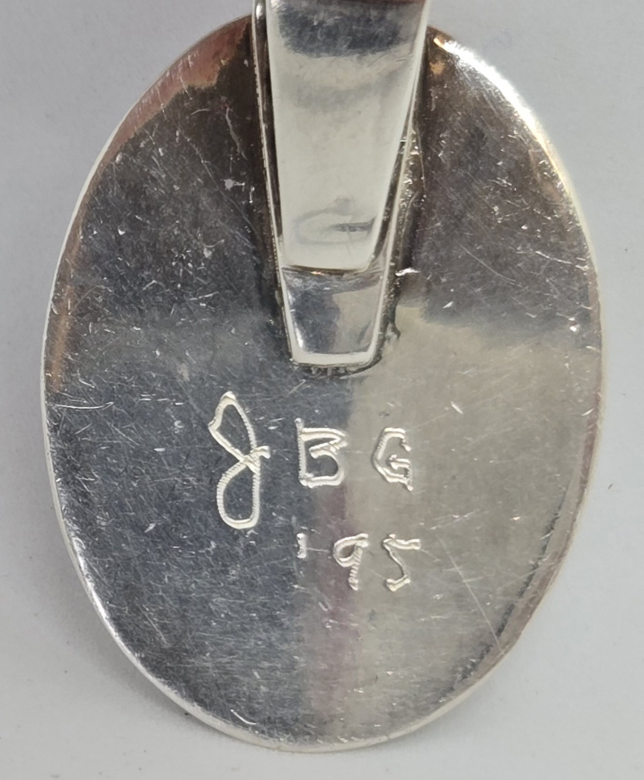 Vintage 1990s Royal Blue Oval Cabochon Silver Tone Pendant Charm