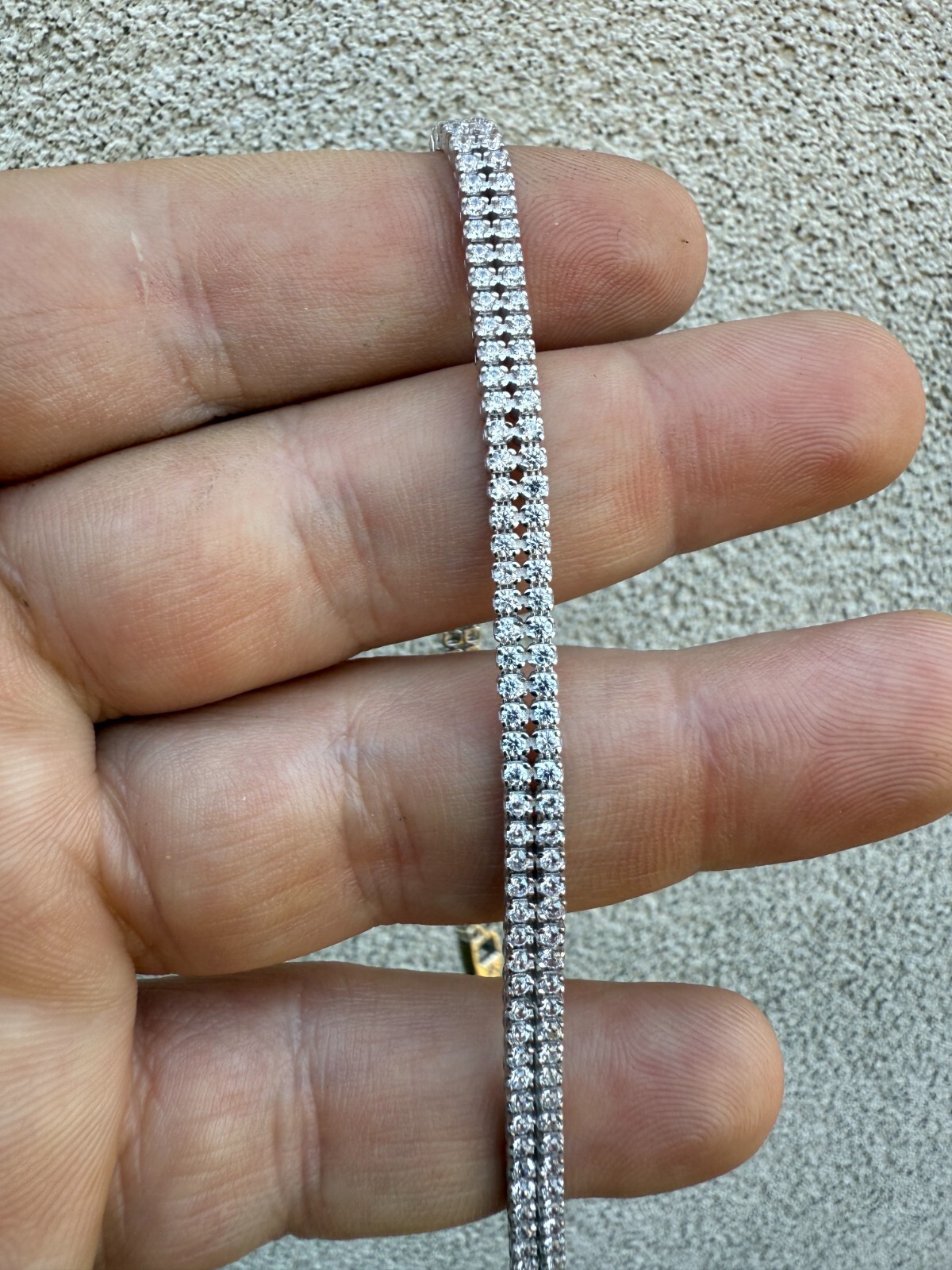 Real 925 Sterling Silver Micro Two Row 4.5mm Tennis Bracelet CZ 6-8″ Iced