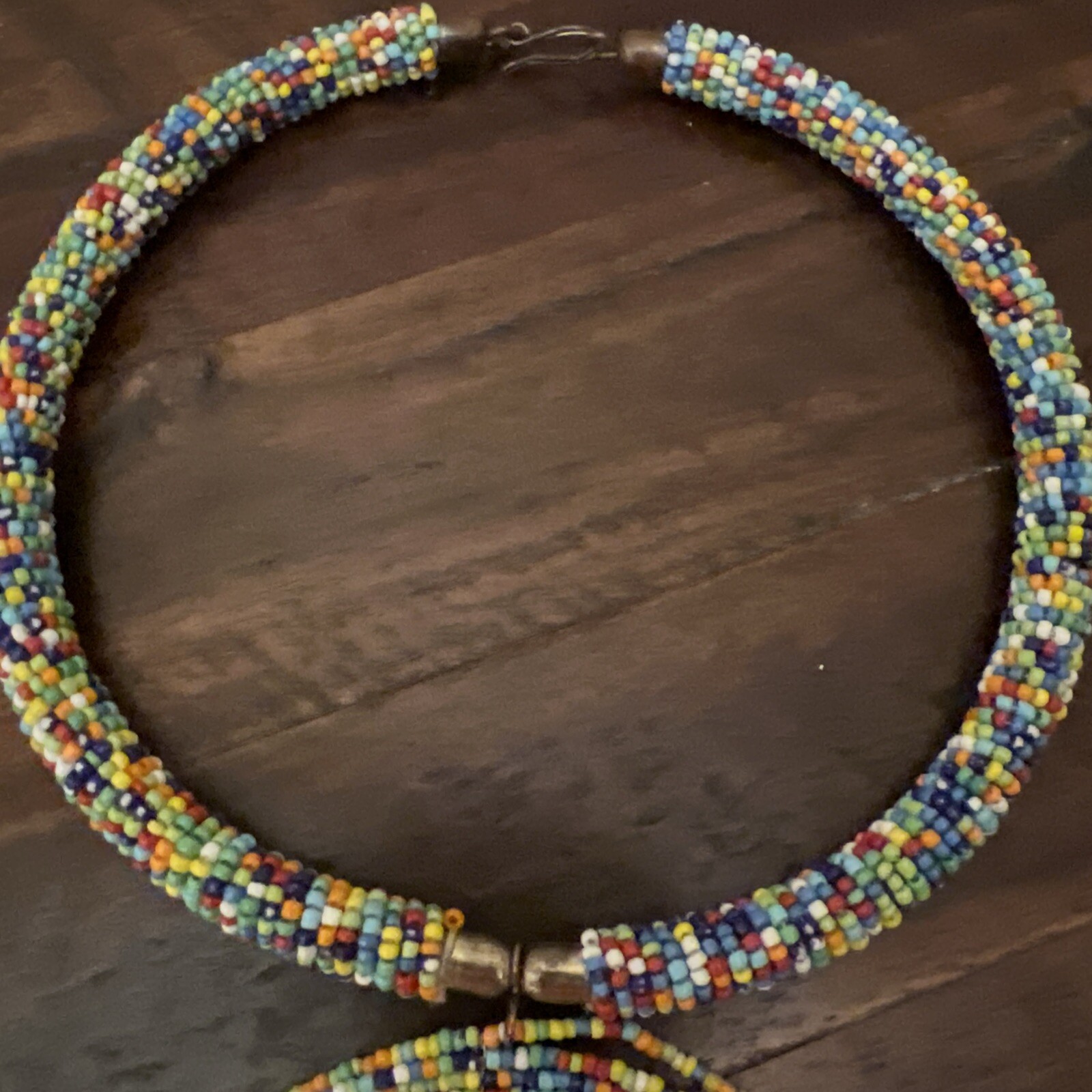 Multicolor Beaded Choker With Large Pendant