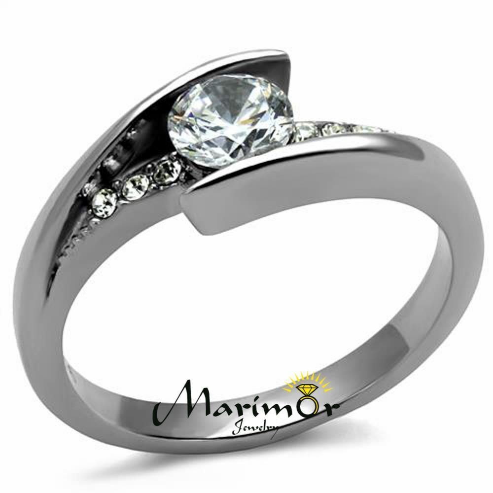 Women’s .87 Ct Round Cut Cubic Zirconia, Stainless Steel Engagement Ring Sz 5-10