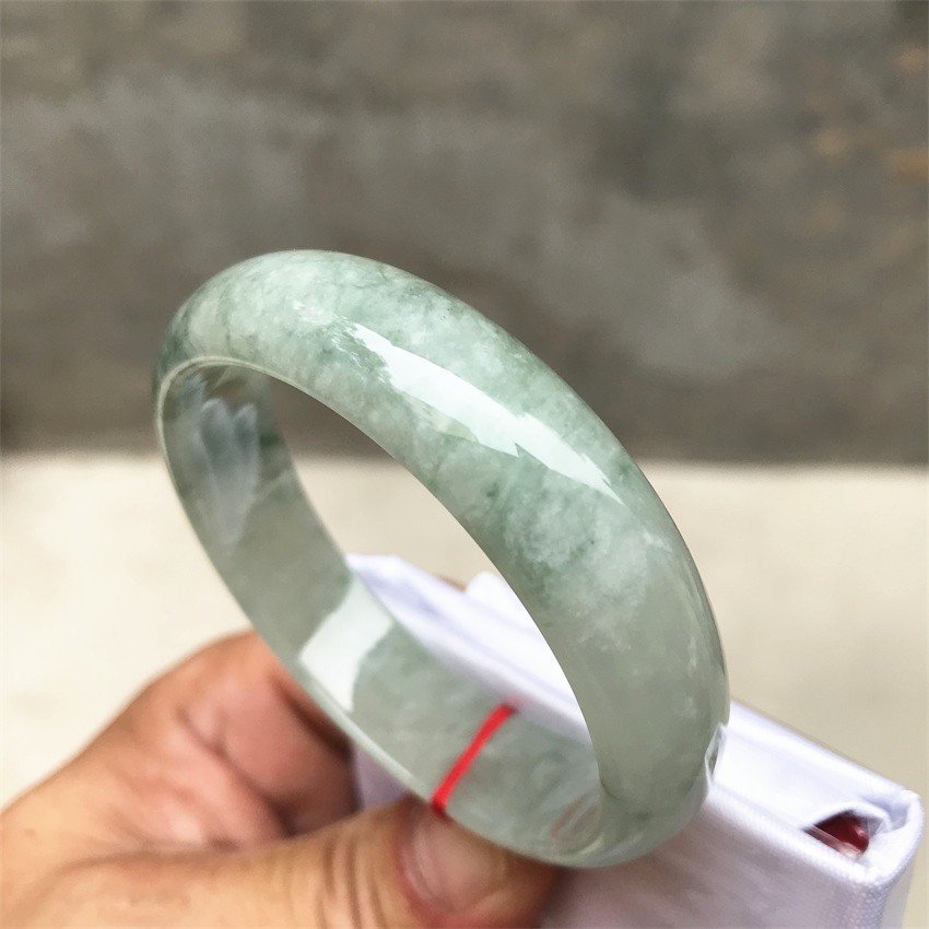 53MM Natural Ice Green Jadeite Jade Bracelet Burma Emerald Jade Bracelet