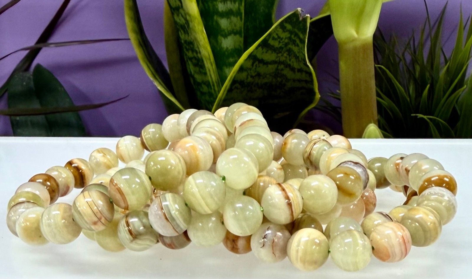 Wholesale Lot 6 Pcs Natural Green Onyx 10mm 8”Crystal Stretch Bracelet