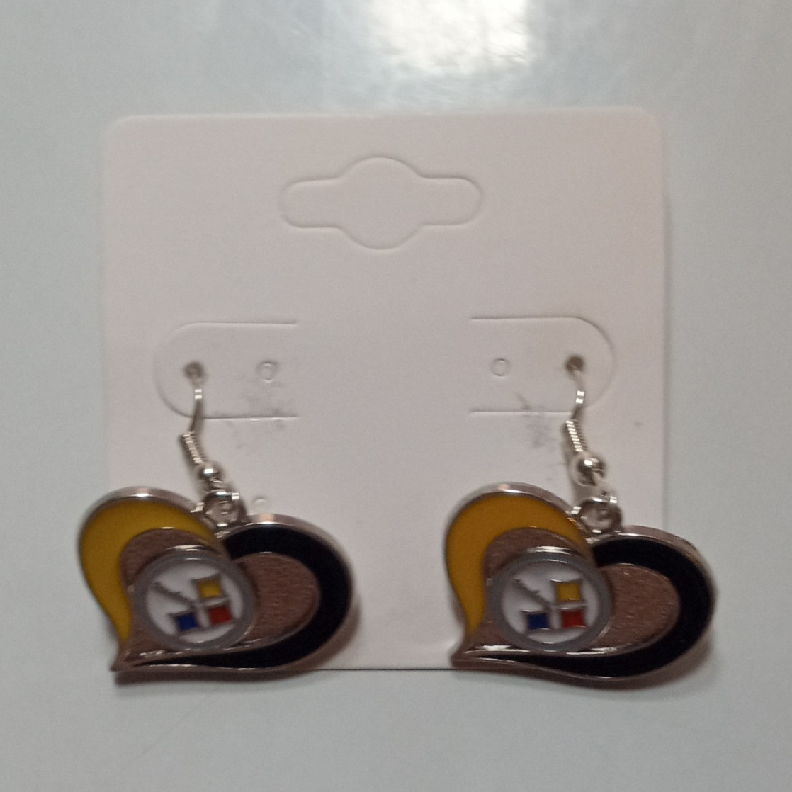 Metal & Enamel Multicolor Heart Love Dangle/Drop Hook Earrings, No Stone