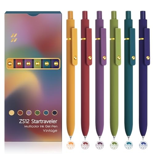 YOXMJDB 6 Pcs Color Pens for Journaling 0.5mm Fine Point 6 Pcs Vintage Gold