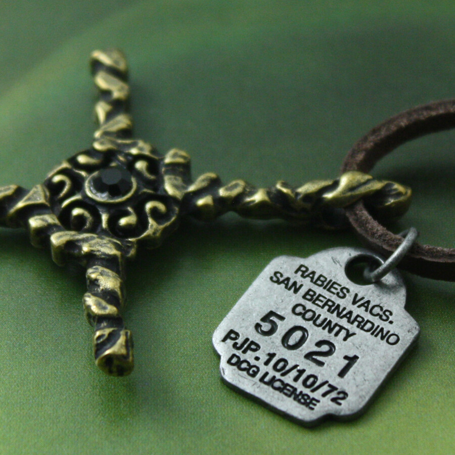 Cross Gothic Retro Style Pendant with 30″ Brown Necklace for Women Kids Men