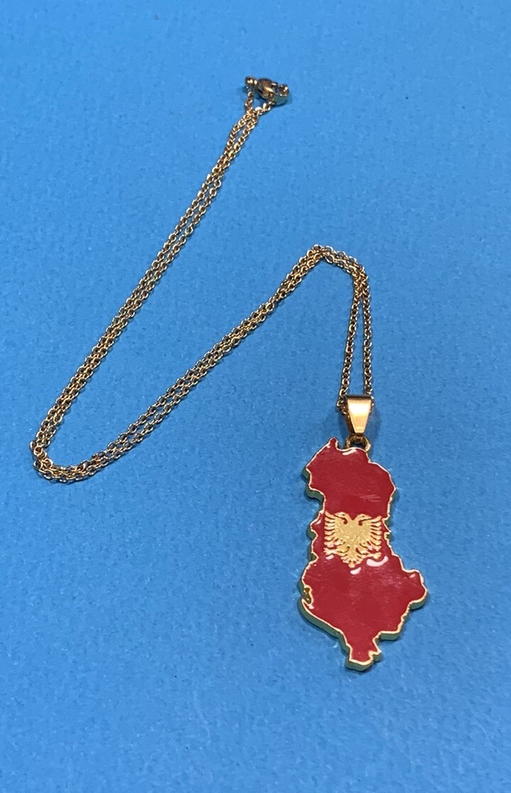 NEW ALBANIA MAP-KOSOVA-NECKLACE PENDANT-GOLD COLOR- SOUVENIR