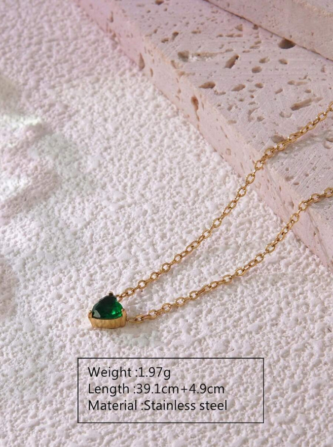 Necklace for Women Tiny Crystal Heart Love Pendant Choker Necklace Birthstone US