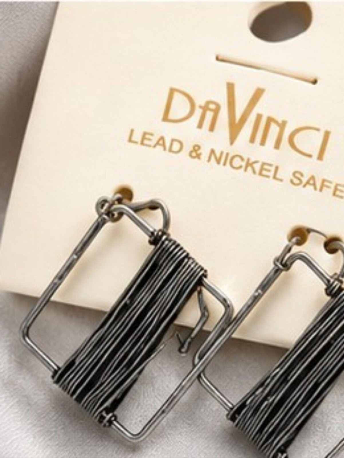 DaVinci Geometric Necklace Earrings Set Gunmetal Wire Wrap Statement Jewelry NWT