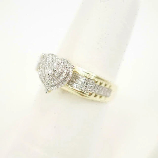 2 CT Round Cut moissanite Diamond Heart Engagement Ring 14k Yellow Gold plating