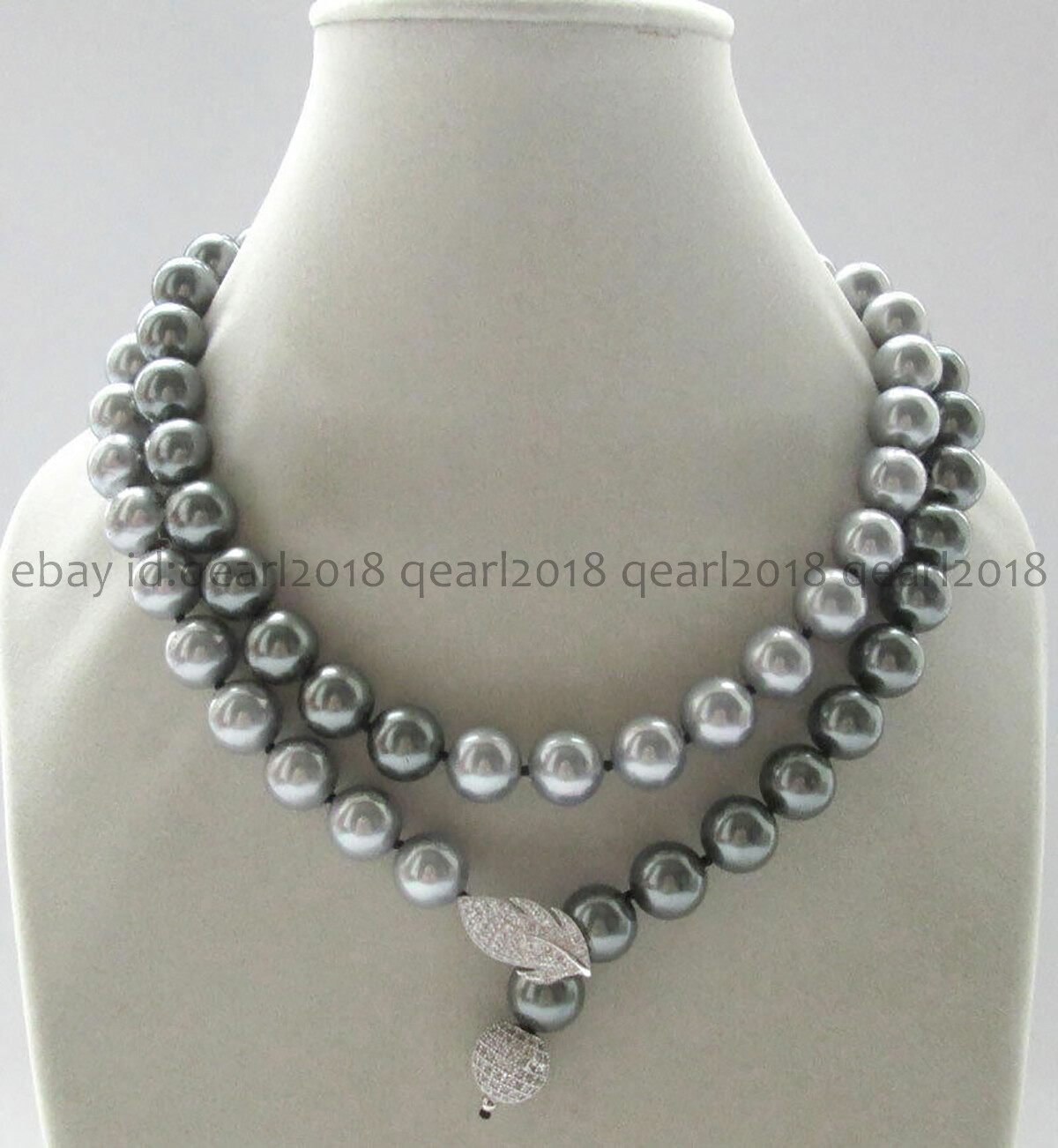 Silver Gray South Sea Shell Pearl Round Beads Necklace 14-50” 8/10/12/14mm