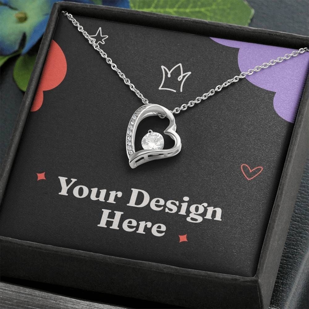Ladies Forever Love Necklace 14k White Gold Finish 6mm Round Cut CZ Stone