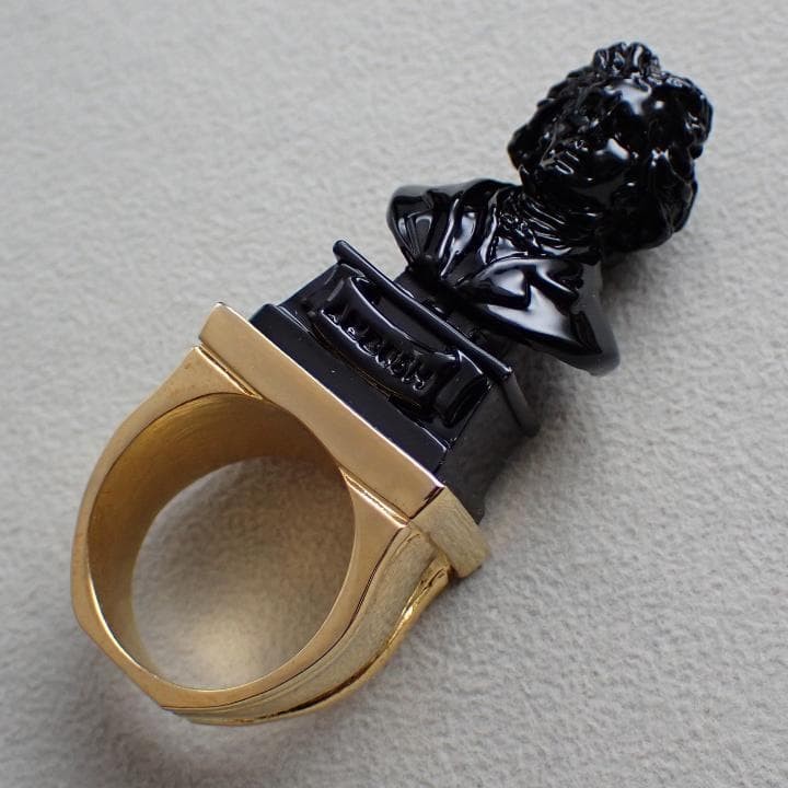 AMBUSH Beethoven Ring Black Gold Size 19.5 Pouch Included Used japan used