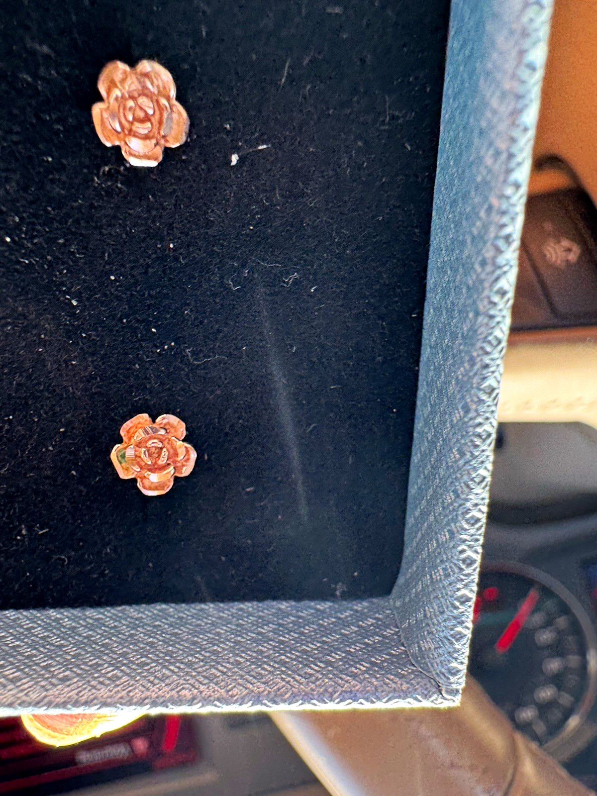 Rose Gold Metal Flower Stud Earrings for Lobe, Flowers & Plants Theme, No Stone