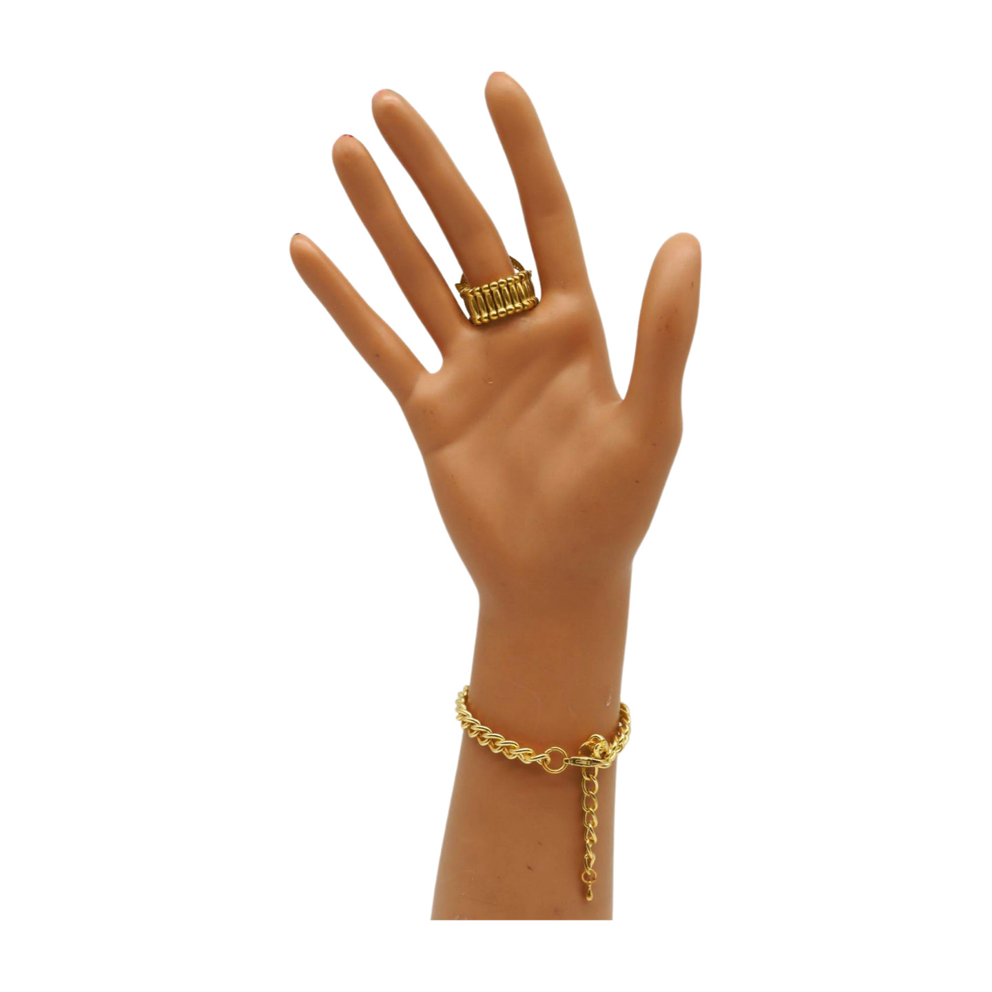Hot Women Gold Metal Hand Chain Bracelet Connected Anchor Ring One Size Fits All