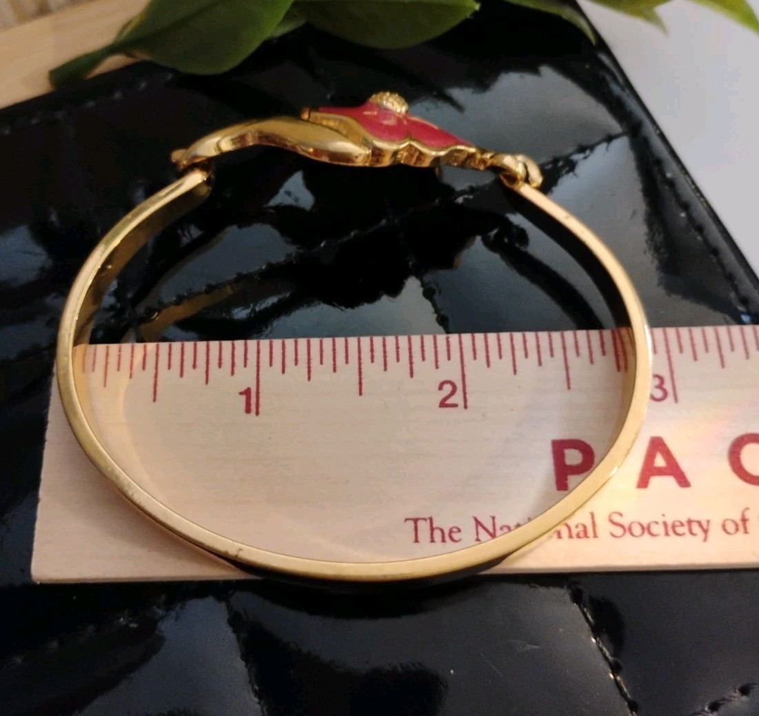 Designer AVON Beautiful “Tropical Splendor” Hot Pink Gold Plated Bangle Bracelet
