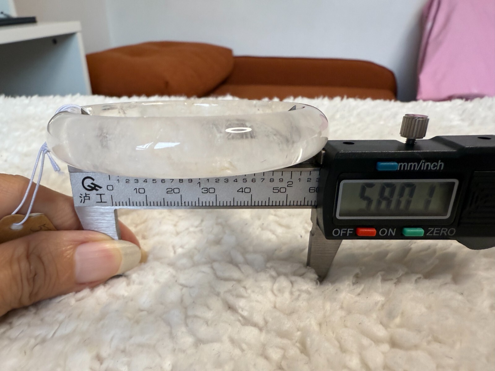 All-Natural White/Clear Crystal Bangle Brand New Fits 58mm Wrists