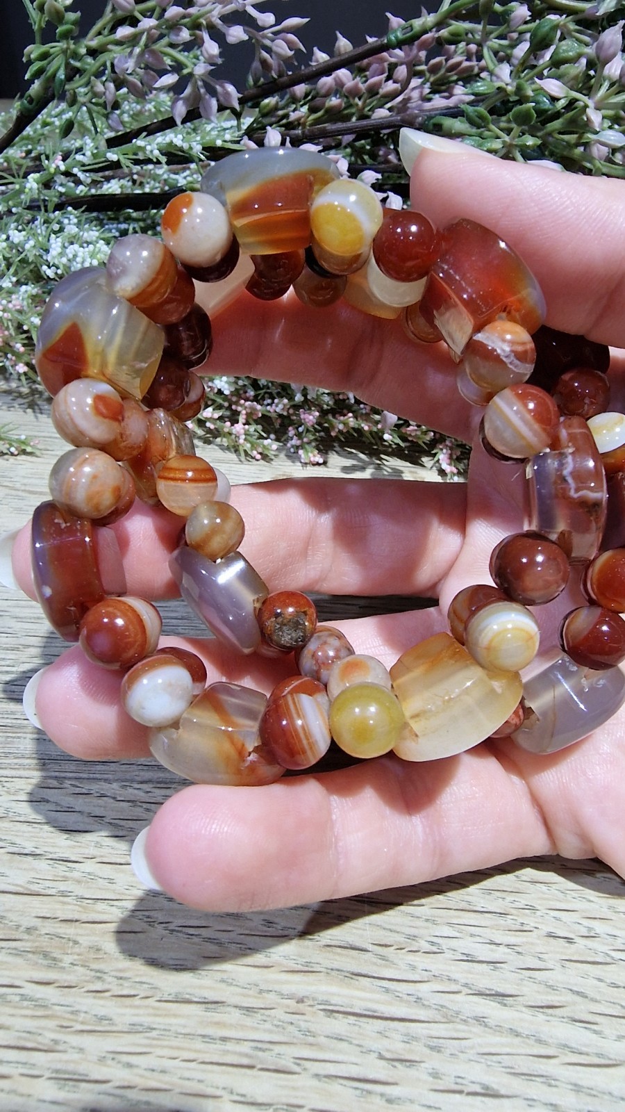 Carnelian Agate Crystal Soft Bangle Bracelet 18mm Elasticated