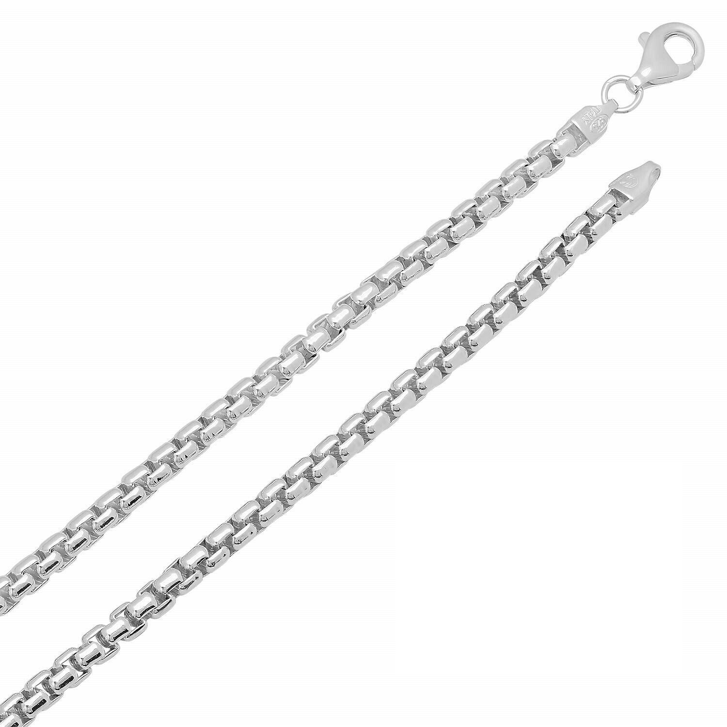 Solid 925 Italy Sterling Silver Mens Round Box 1.5mm Link Italian Chain Necklace