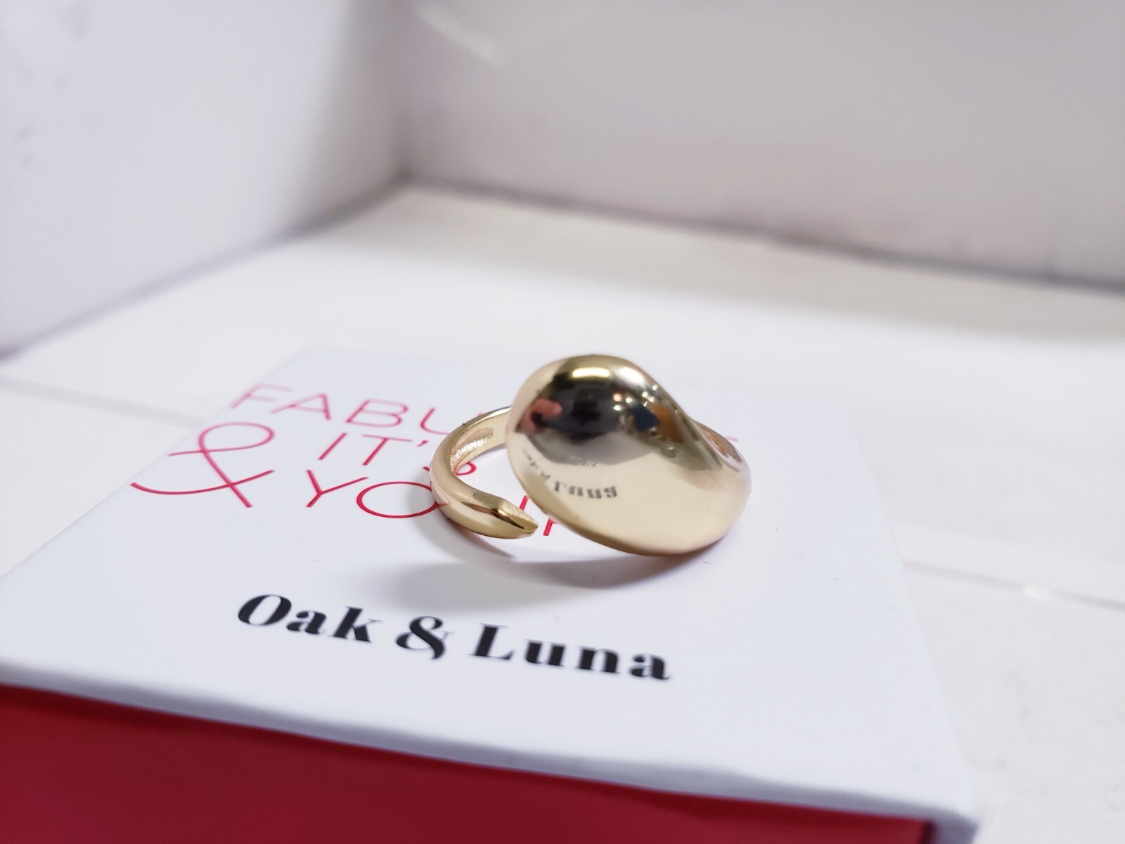 TEAR DROP OPEN STATEMENT RING – GOLD VERMEIL Size 7 Adjustable