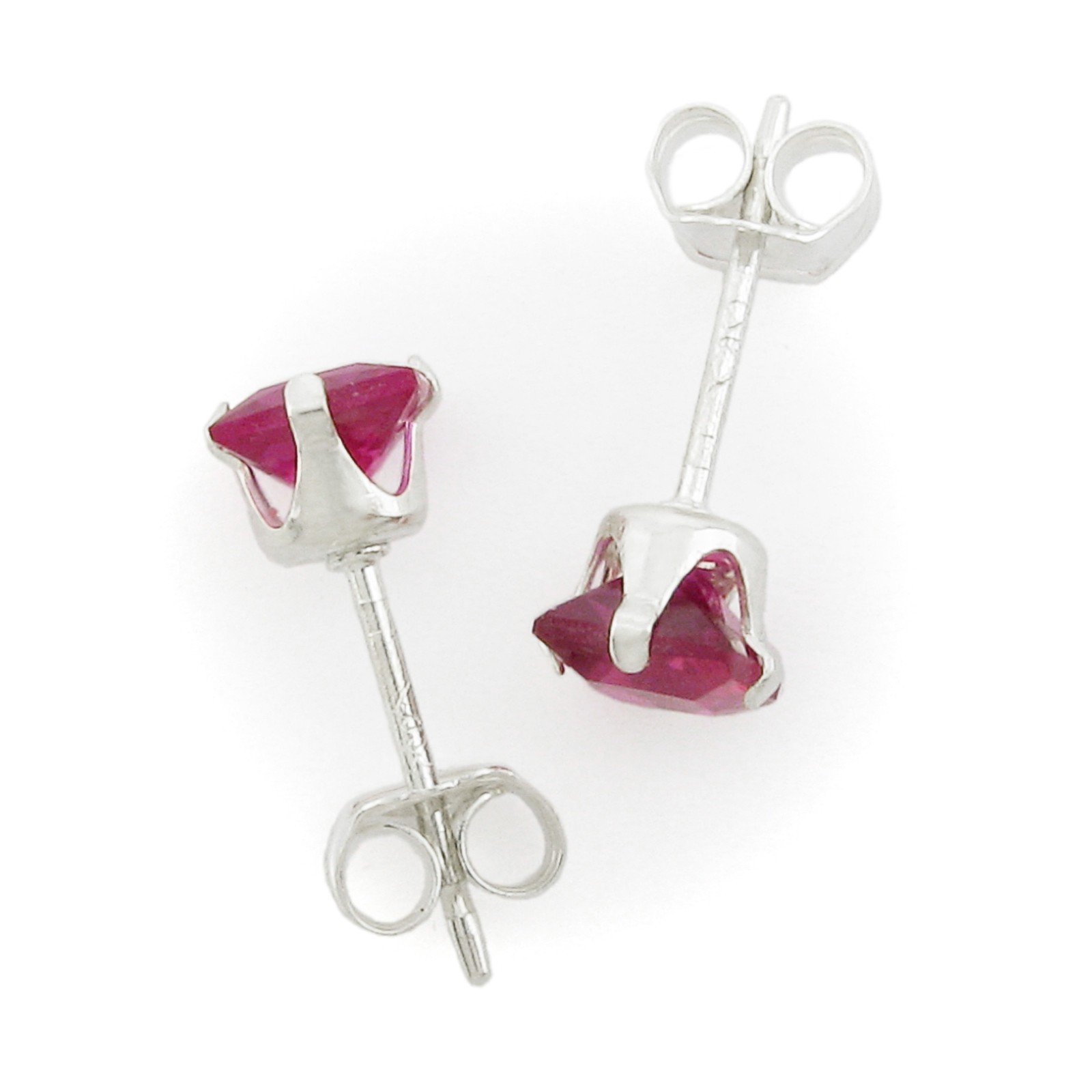 4mm Square Ruby Simulant Post Earrings – SOLID 925 Sterling Silver