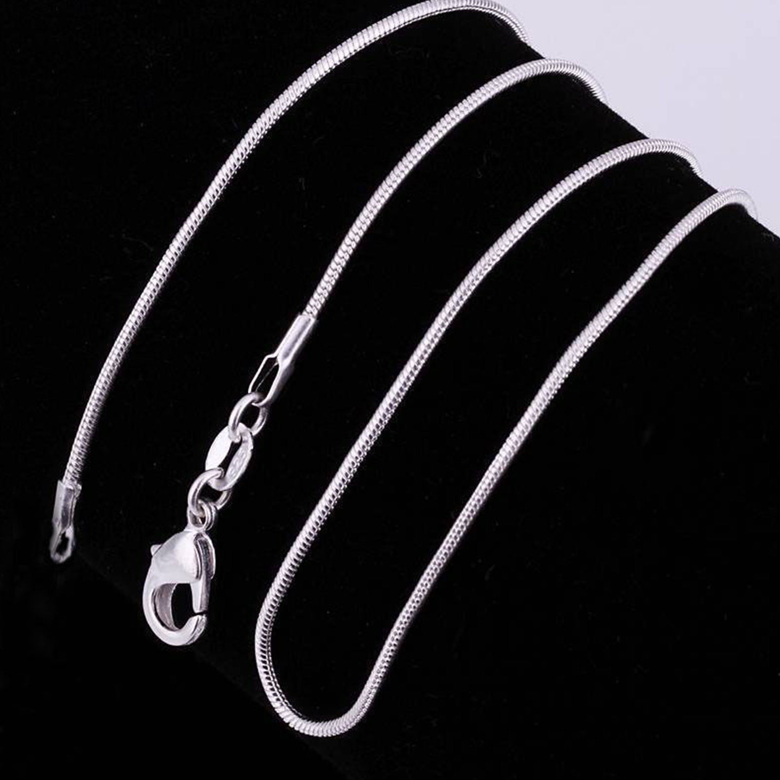 Fashion 925 Sterling Silver Lobster Clasp Snake Chain 20″ For Pendant Necklace