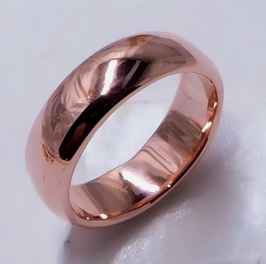 Pure Solid Copper Smooth Unisex Band Handcrafted Jewelry Ring For Men Women Gift
