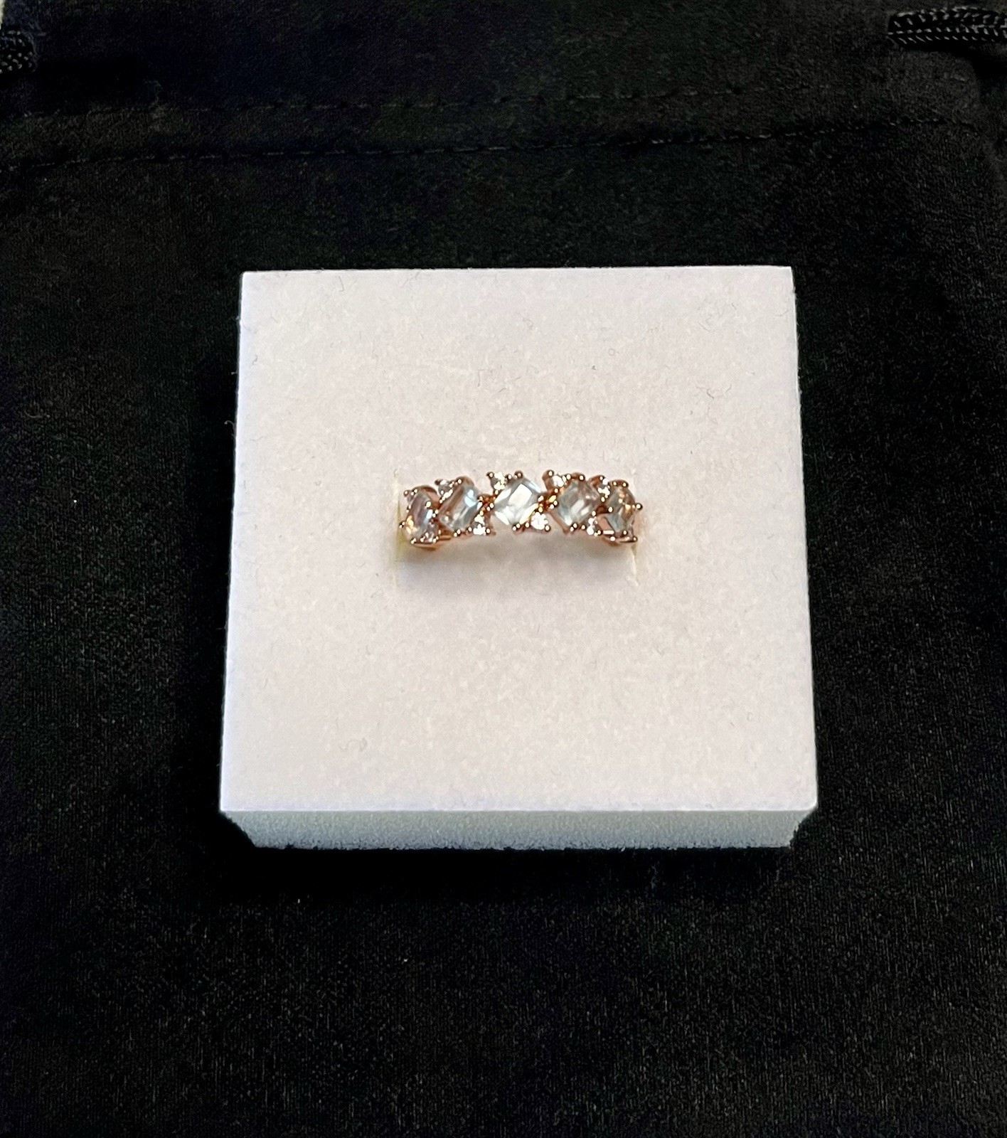 Bomb Party Baguette Cut Cluster Ring Size 8 Light Blue Stone