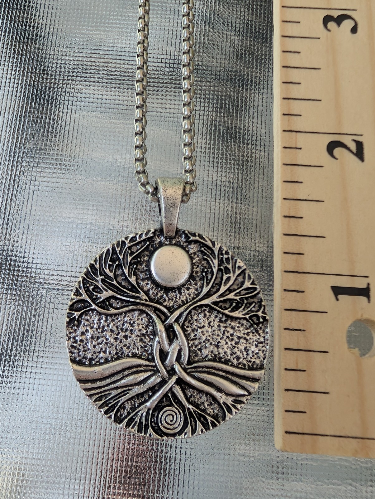 Tree Moon Celtic Knot Style Pendant 1″ Necklace 20″ X32
