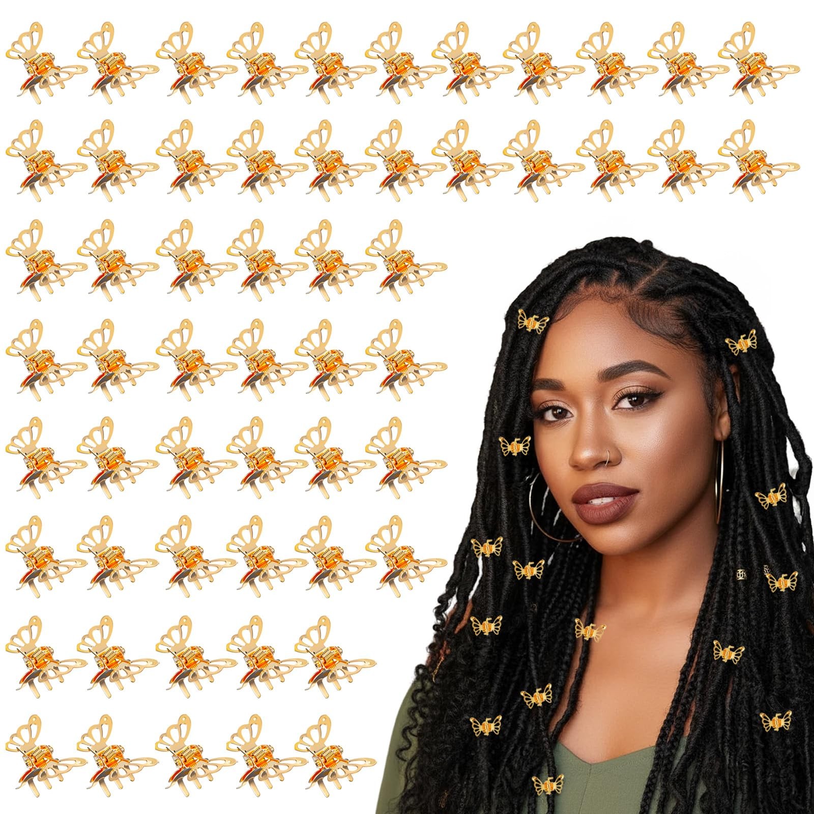 Heclia 60PCS Gold Butterfly Hair Clips for Women 1 Count (Pack of 60),