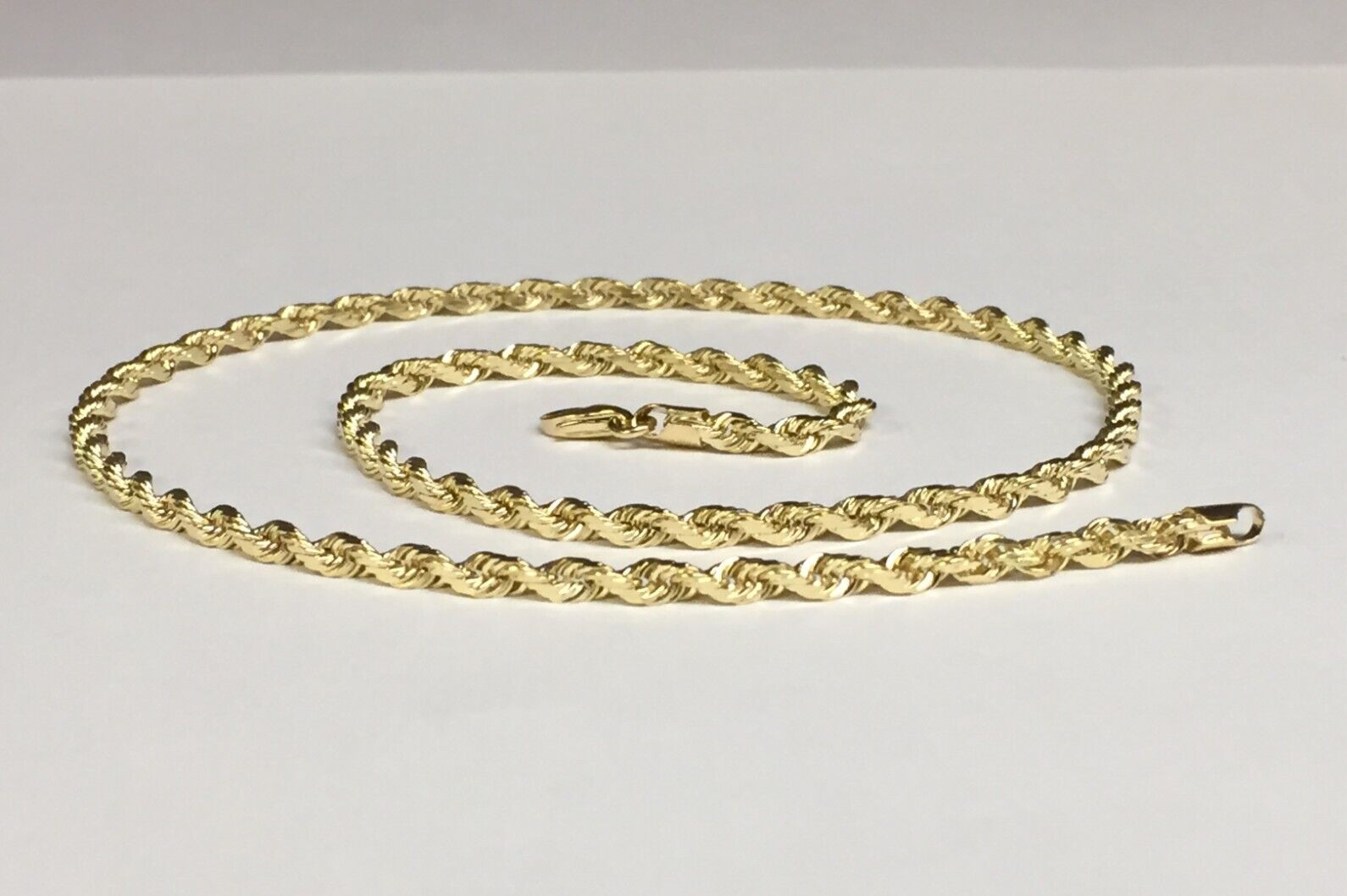 10k Yellow Gold 22″ Solid Diamond Cut Rope Chain Necklace 4 mm 19 Grams