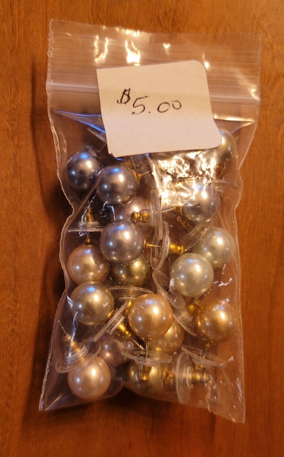 large pearl like earring assortment, several different colors 3/8 inch wide ball