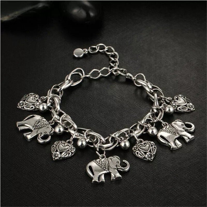 Elegant 925 Sterling Silver Unique New Women Fashion Charms Elephant 9″ Bracelt.