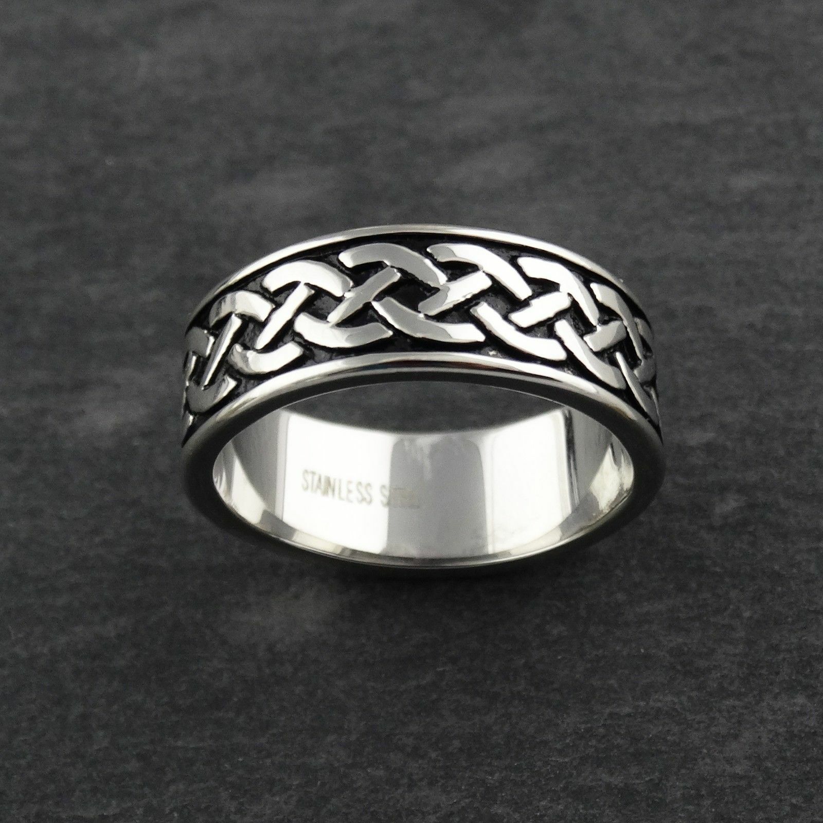 Men’s Celtic Braid Ring – Stainless Steel – 9mm Wedding Band Sizes 7-14 NEW