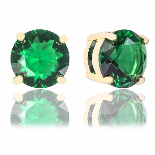 Orrous 18k Yellow Gold Plated Round Cubic Zirconia Solitaire Stud Earrings