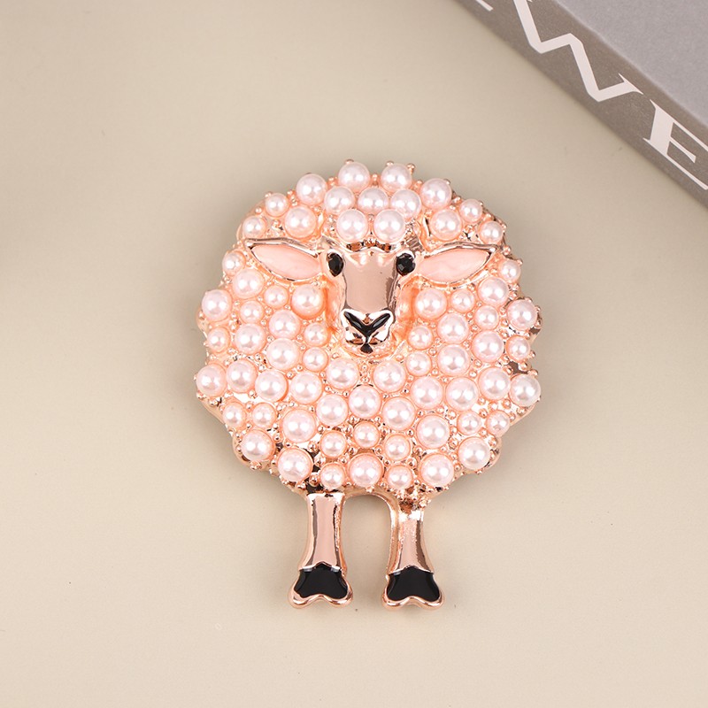 Cartoon Animal Brooch Inlaid Pearls Lucky Lovely Sheep Brooch Alloy Brooch Gift