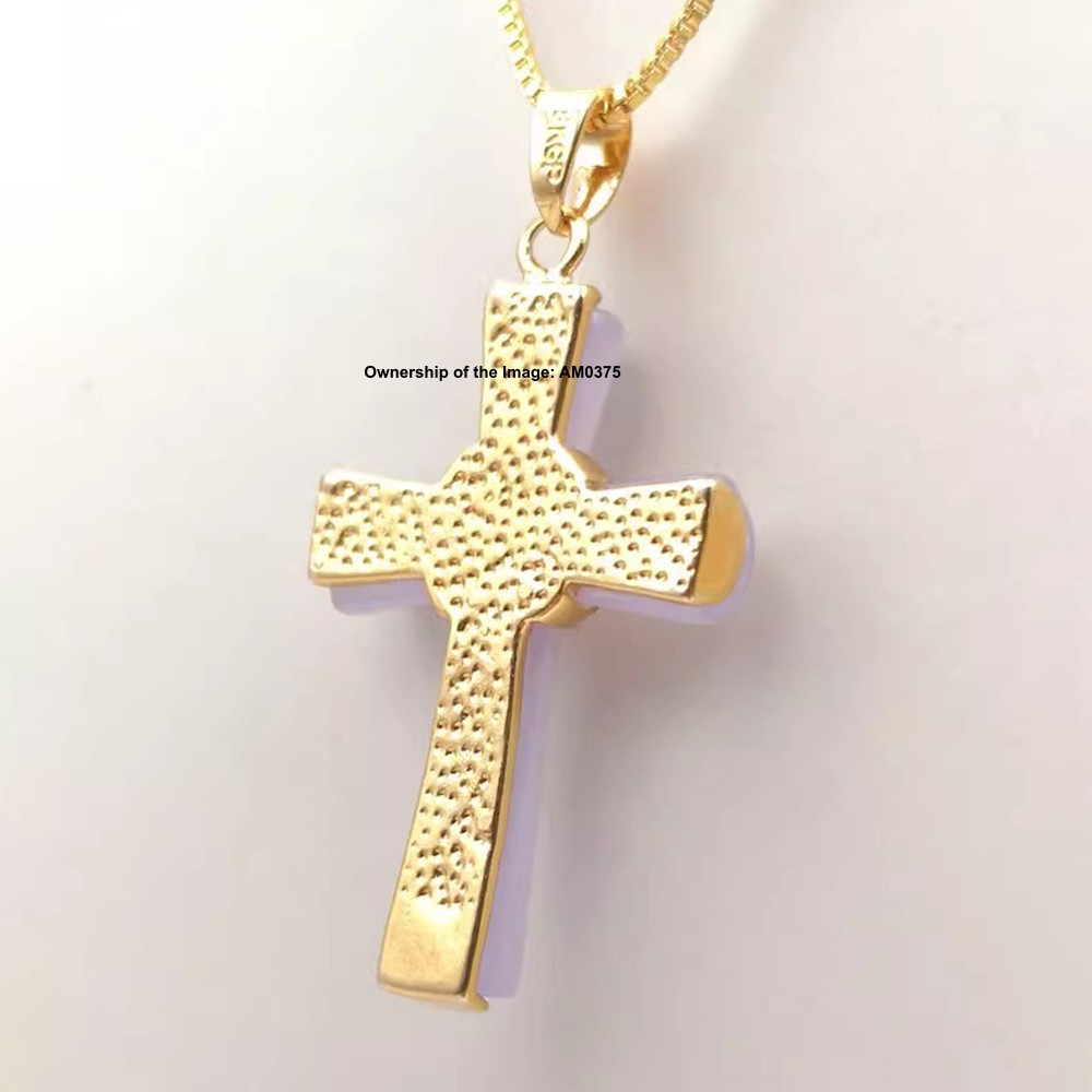 NEW Yellow Alloy Heating Jade Pendant Women Men Purple Jade Cross Pendant