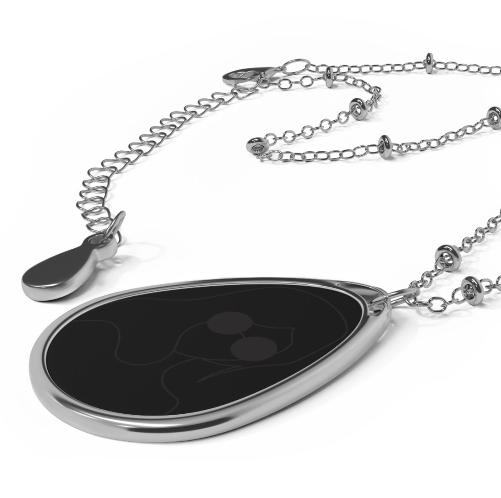 Elegant Zinc Alloy Ellipse Pendant Necklace with Aluminum Print Surface