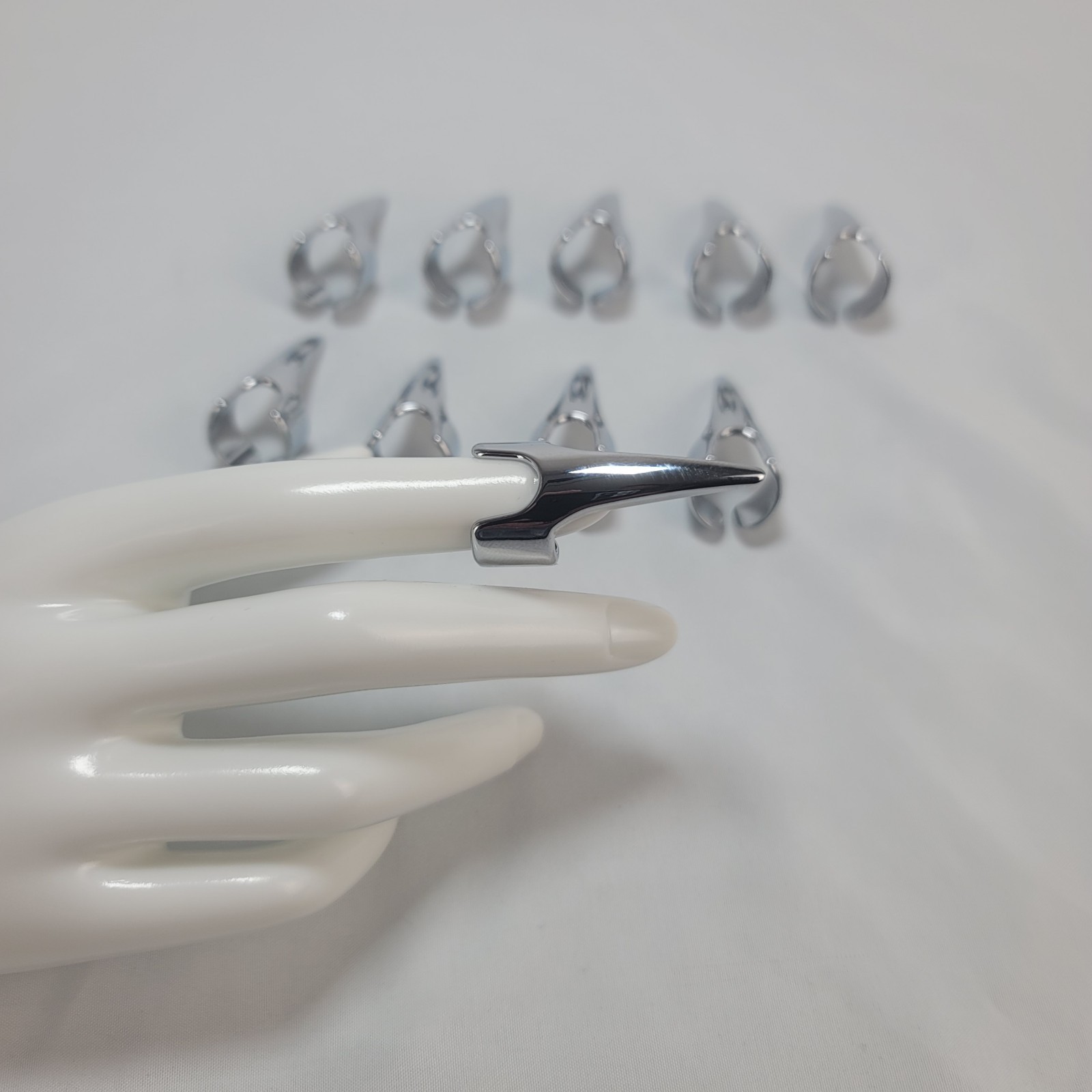 10pc Stainless Steel Claw Rings Gothic Witch Vampire Cosplay Nail Set