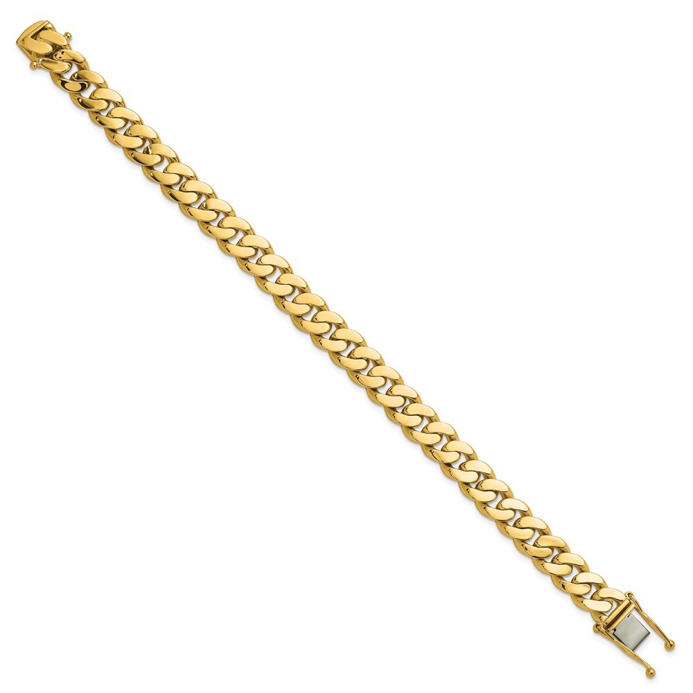 14K Yellow Gold Polished Solid 9.5mm Curb Chain Bracelet 8″