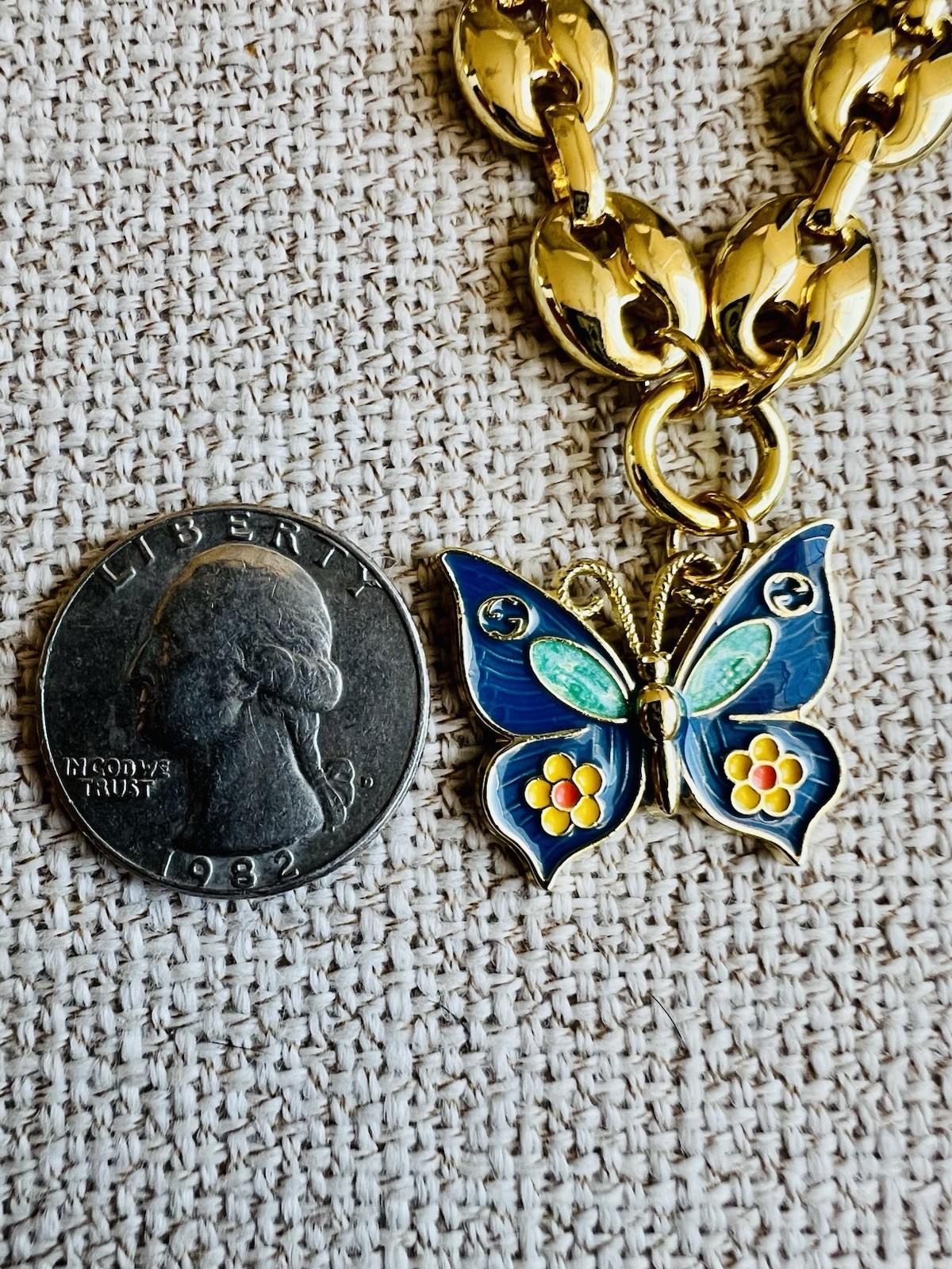 Upcycled Gucci Butterfly Zipper Pull On Unbranded Chain