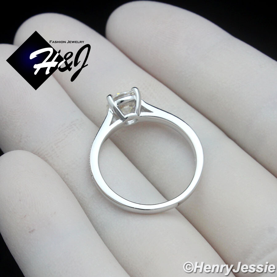WOMEN SOLID 925 STERLING SILVER 1CT ROUND MOISSANITE ENGAGEMENT RING*MR229