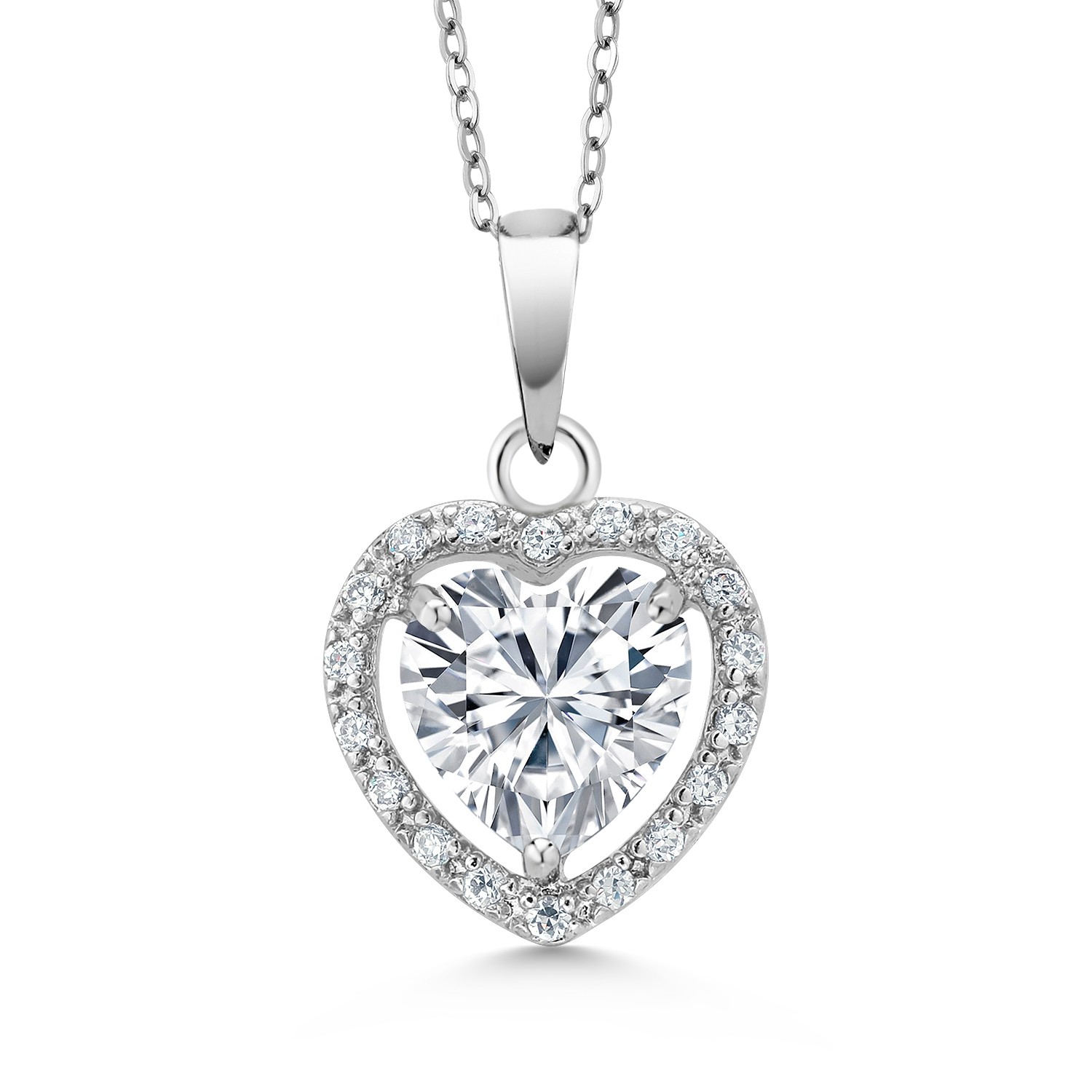 3.00 Ct Heart Shape White Cubic Zirconia CZ Pendant Necklace for Women with 18