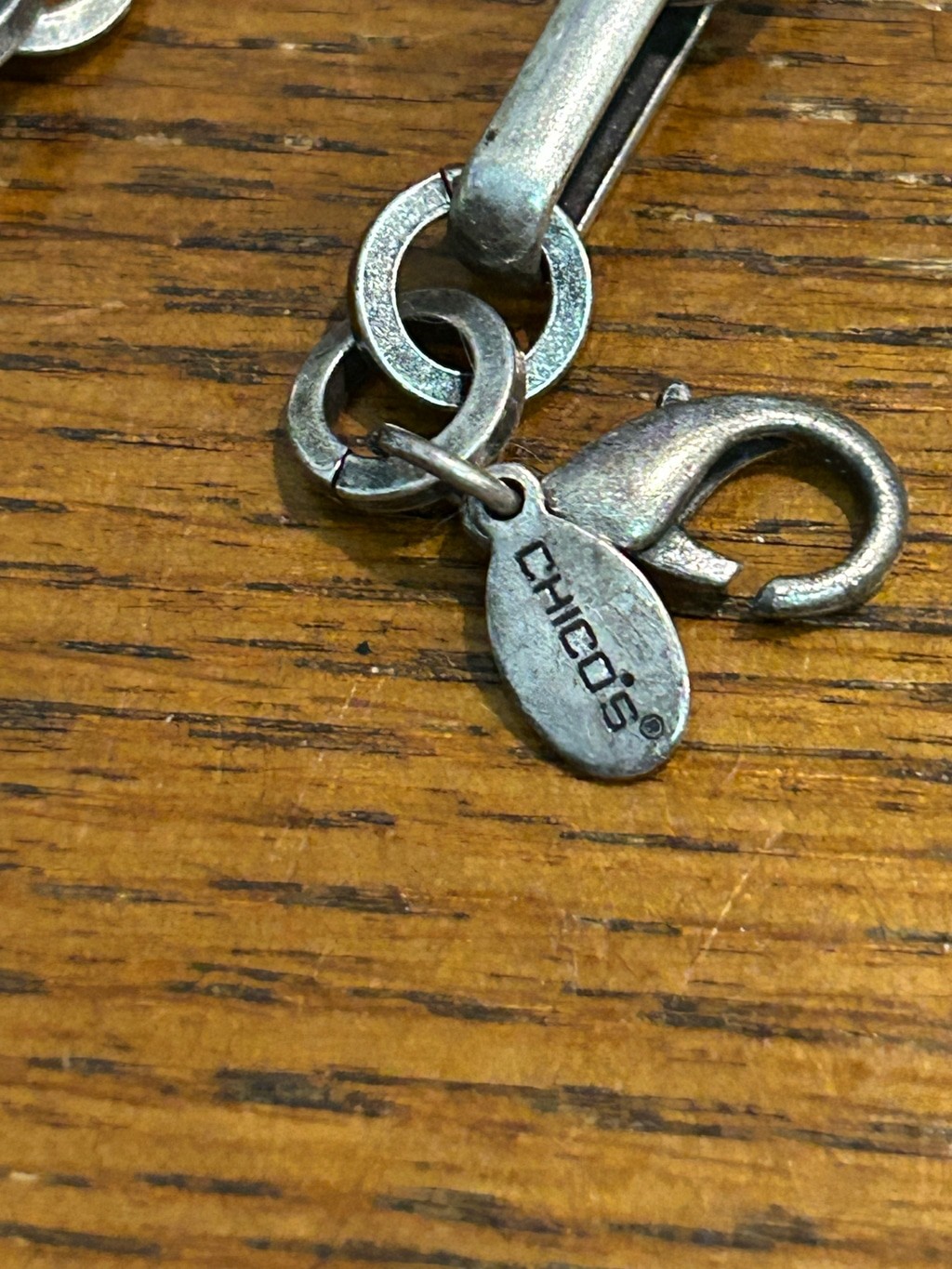 Women’s Chico’s Necklace One Size Blue Silver Pendant Statement Jewelry 16”