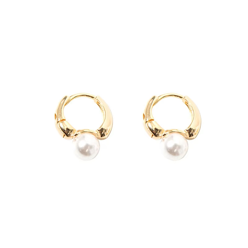 925 Sterling Silver Pearl Huggie Hoop Earrings Gold Silver Women Jewellery Gift