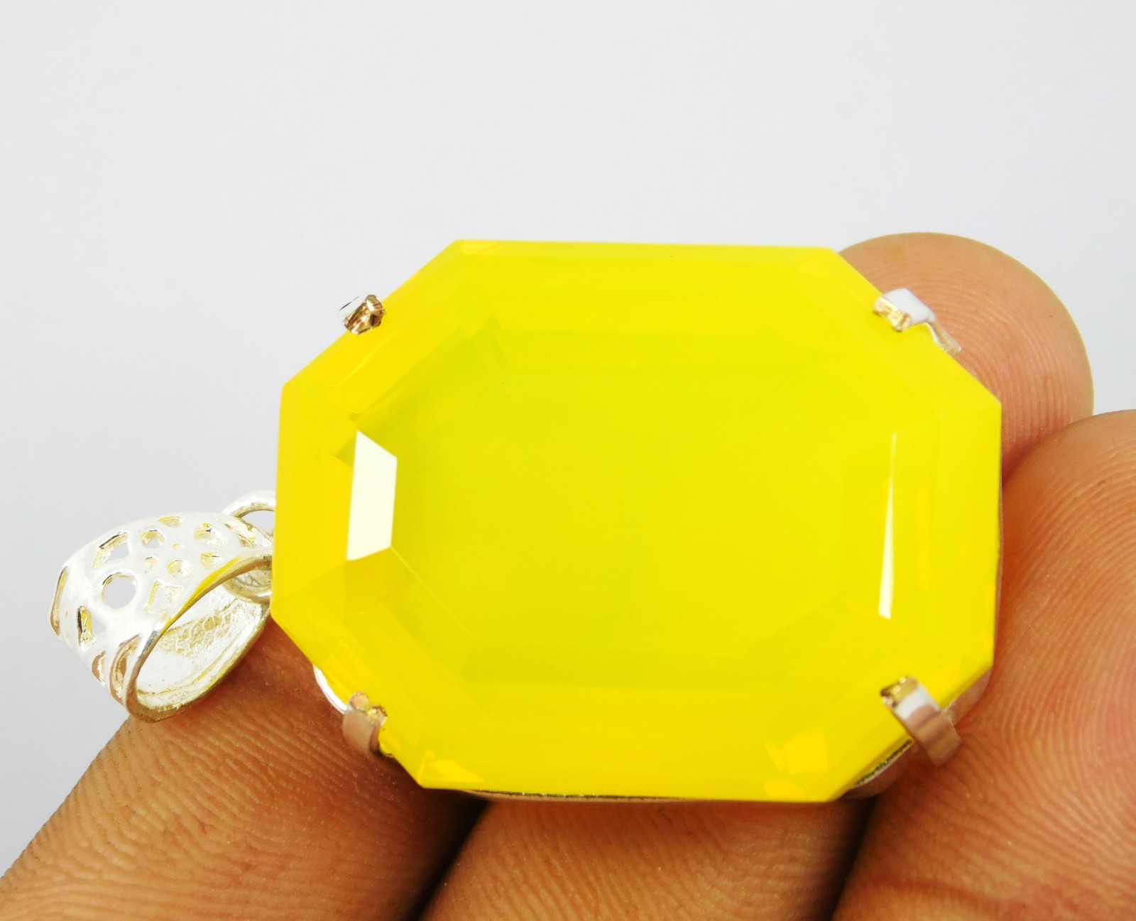 156.20 Ct Natural Yellow Fire Opal Solid Silver PENDANT Loose Gemstone