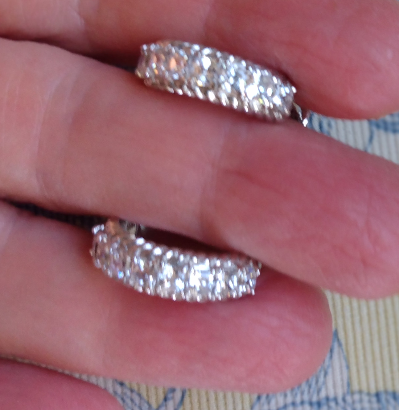Judith Ripka Princess cut Hoop Earrings, Pierced