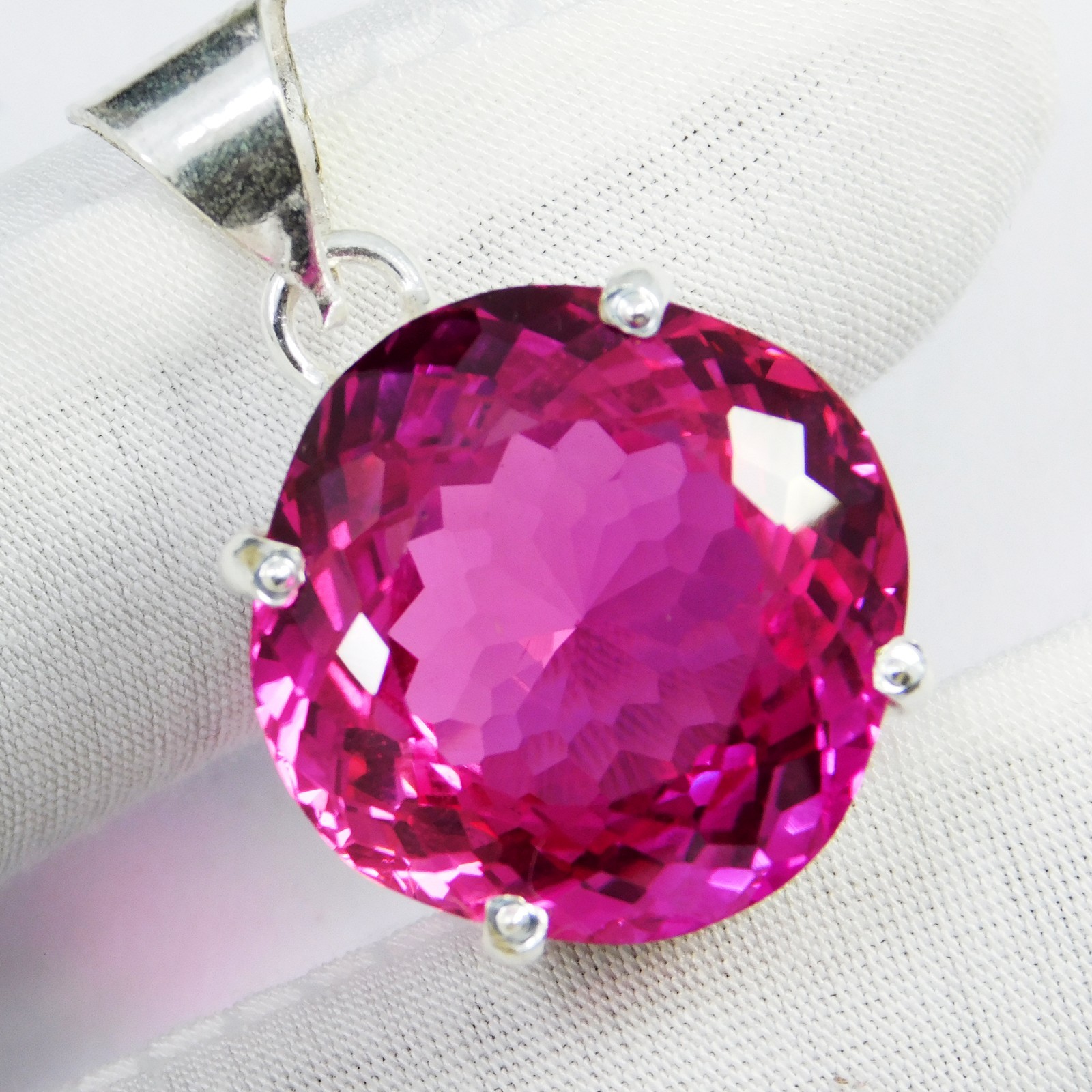 Natural 48.20 CT Certified Pink Ruby Loose Gemstone Pendant 925 Solid Silver